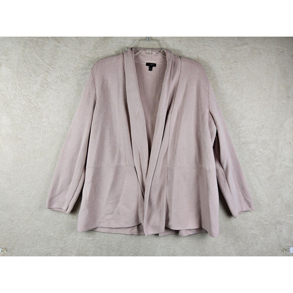 Talbots Women's Long Sleeve Open Front Cardigan Sweater Pink Size 2X